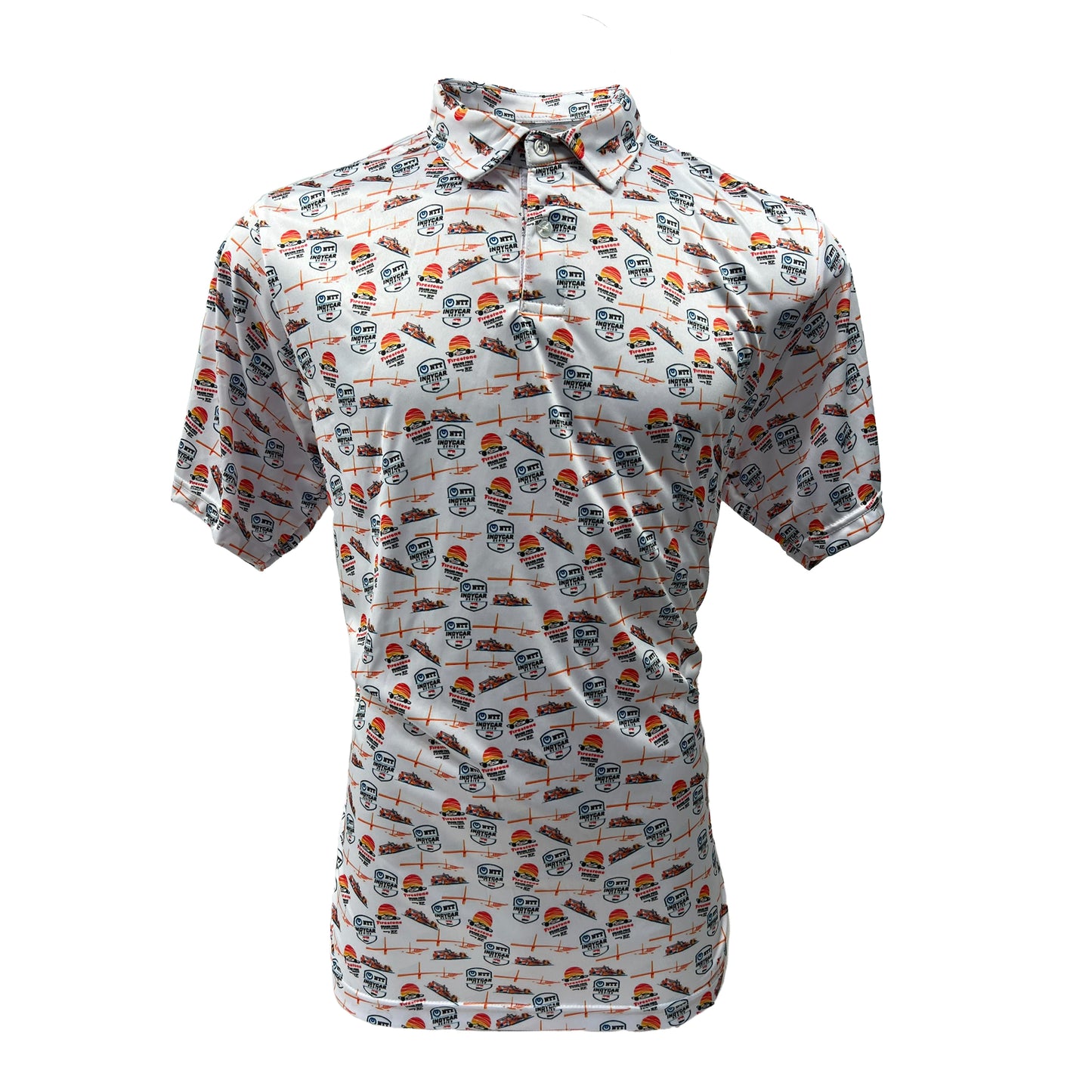 Firestone Grand Prix All-Over Print Polo - White