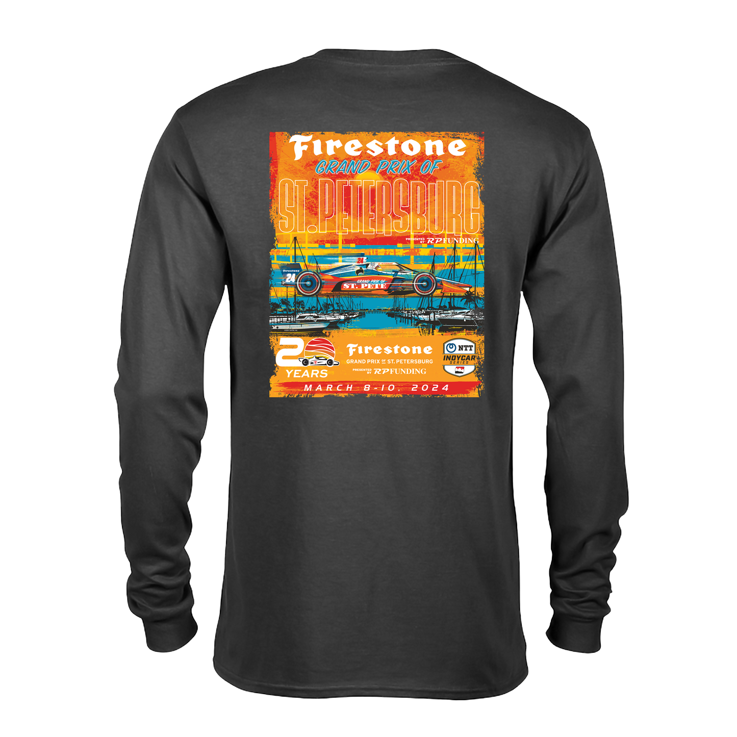 2024 Firestone Grand Prix Long Sleeve Poster Tee - Charcoal