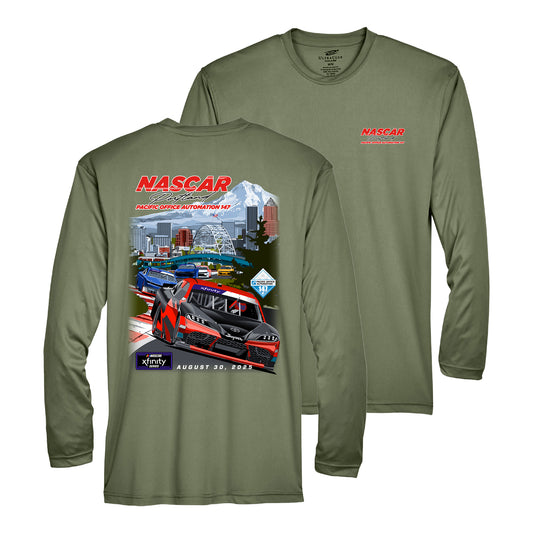 2025 NASCAR Portland Long Sleeve Performance Tee - Military Green